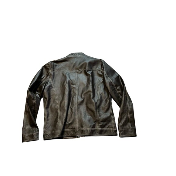 Cafe Racer Brown Leather Jacket Sz Large - Picture 4 of 7